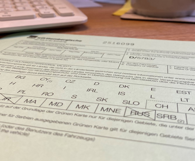 Kfz Versicherung - Grüne Karte